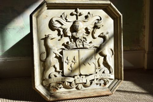 Carved & Painted Armorial Plaque