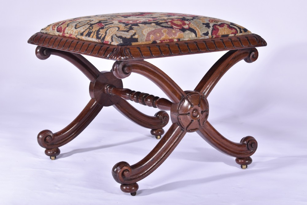 Rosewood X-Frame Stool