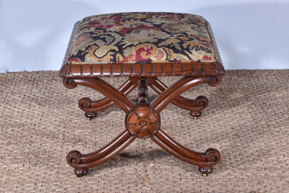 Rosewood X-Frame Stool View IX