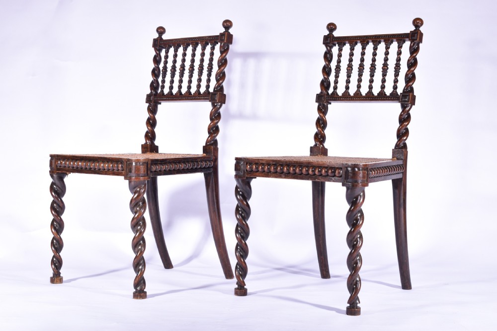 Pair Of Barley Twist Side Chairs