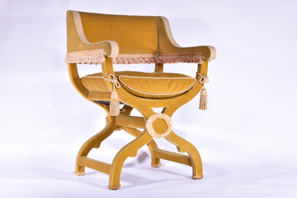 Velvet Savonarola Armchair