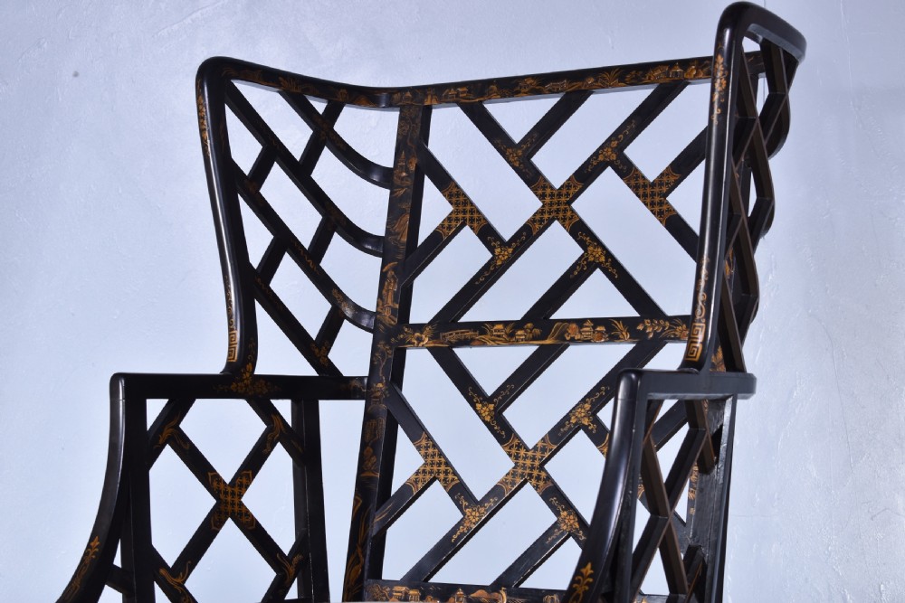 A Chinoiserie Wing Back Armchair View II
