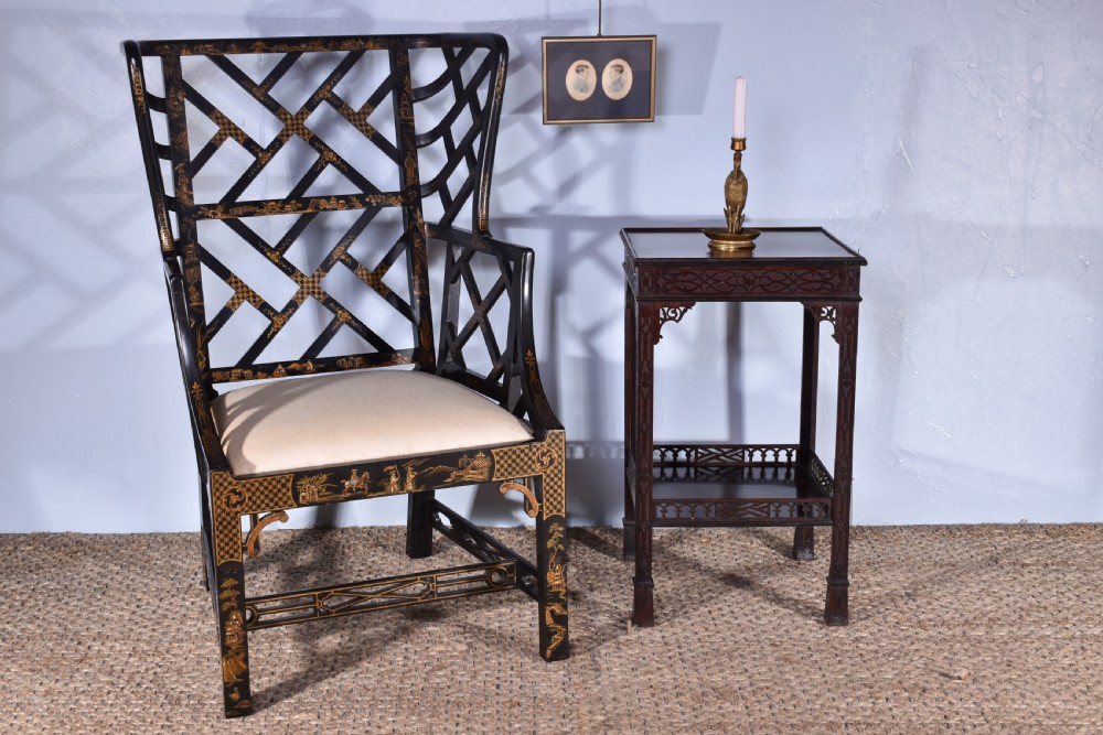 A Chinoiserie Wing Back Armchair View III