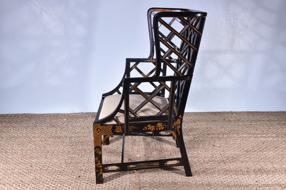 A Chinoiserie Wing Back Armchair View VI