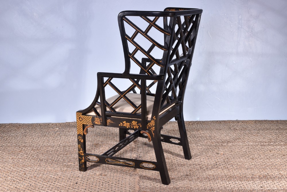 A Chinoiserie Wing Back Armchair View VII