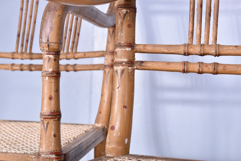 Pair Of Painted Faux Bamboo Armchairs View V