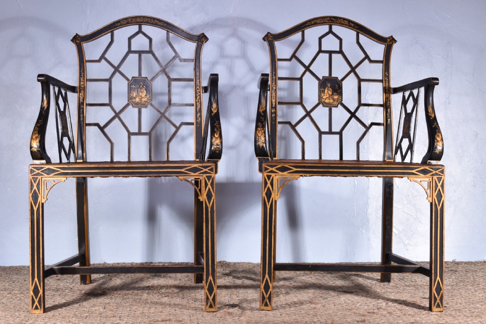 Pair Of Gilt & Black Japanned Armchairs View III