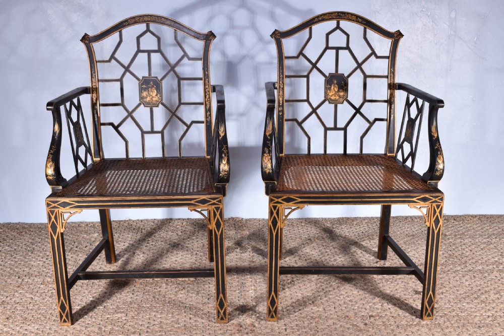Pair Of Gilt & Black Japanned Armchairs View IV