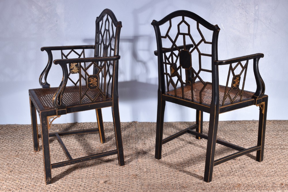 Pair Of Gilt & Black Japanned Armchairs View V