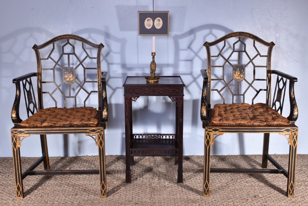 Pair Of Gilt & Black Japanned Armchairs View VI