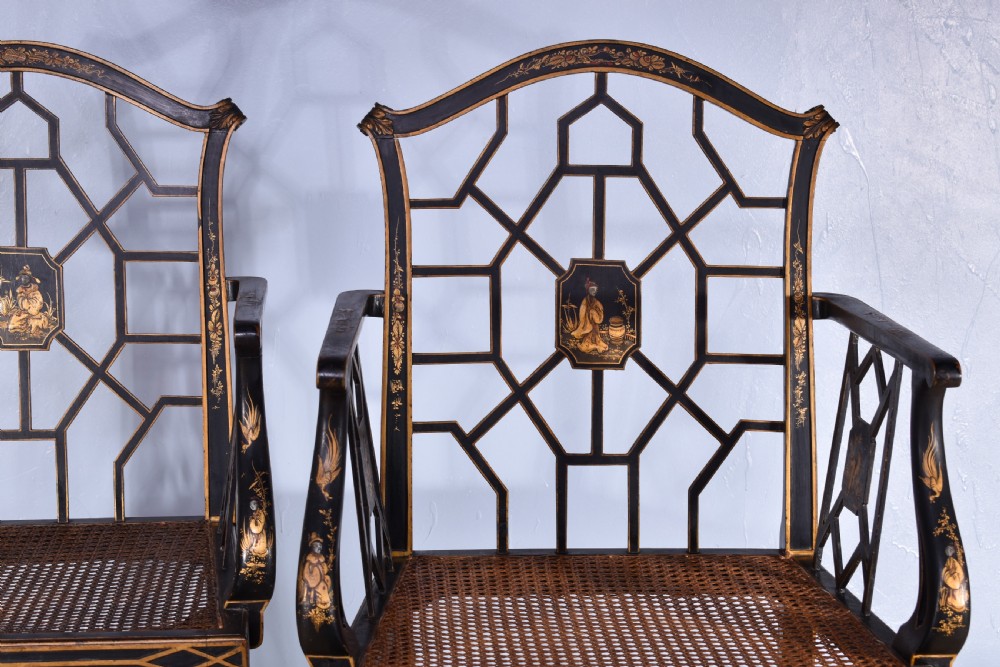 Pair Of Gilt & Black Japanned Armchairs View VII