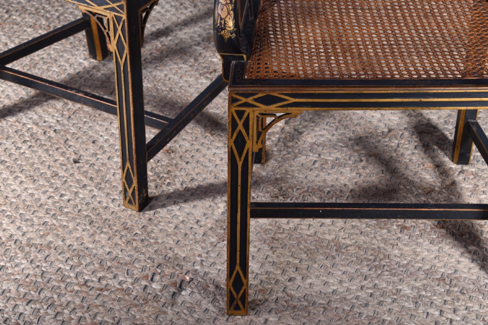 Pair Of Gilt & Black Japanned Armchairs View VIII