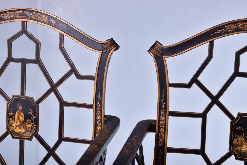 Pair Of Gilt & Black Japanned Armchairs View X