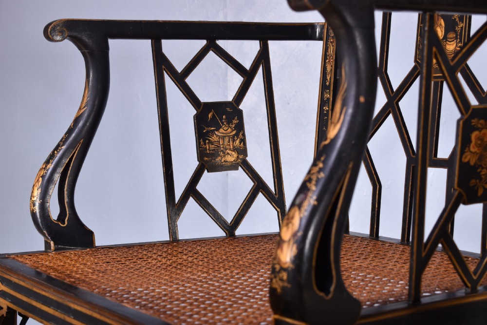 Pair Of Gilt & Black Japanned Armchairs View XII