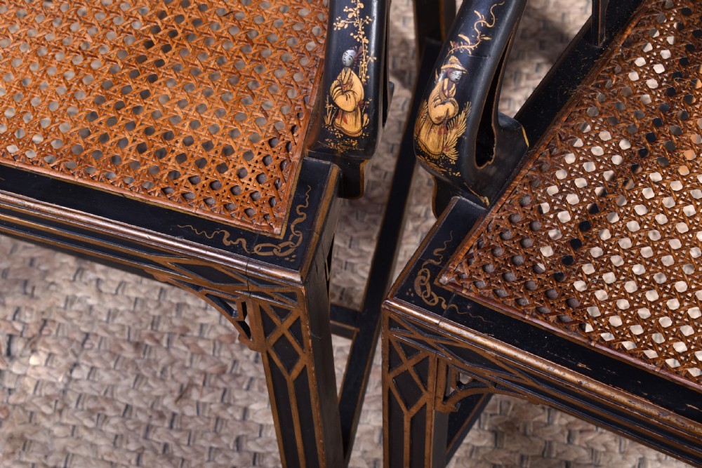 Pair Of Gilt & Black Japanned Armchairs View XIII