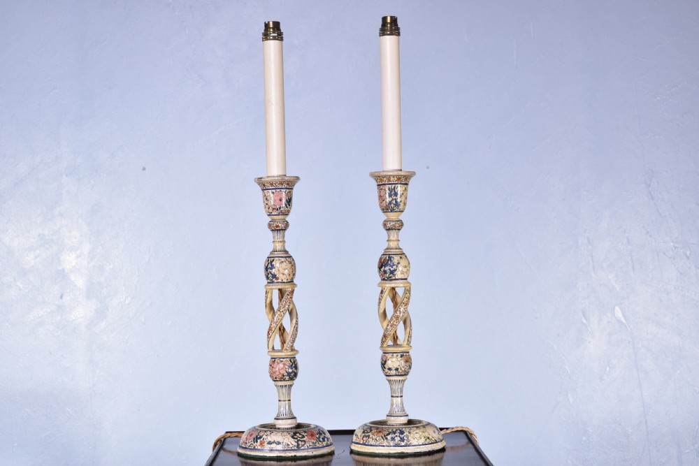 Pair Of Tall Kashmiri Table Lamps View II