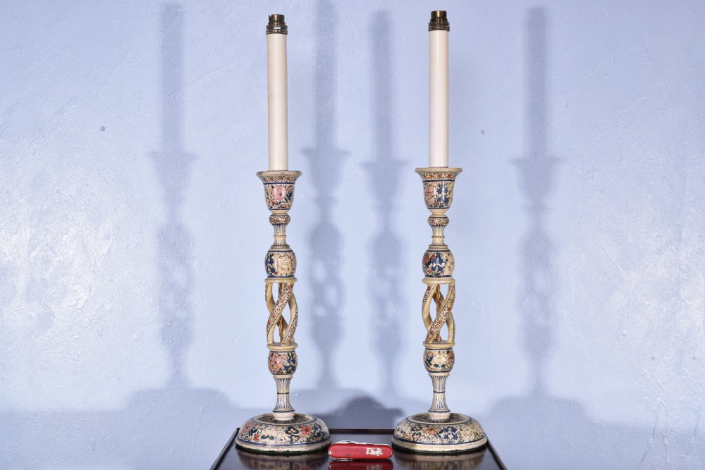 Pair Of Tall Kashmiri Table Lamps View IX