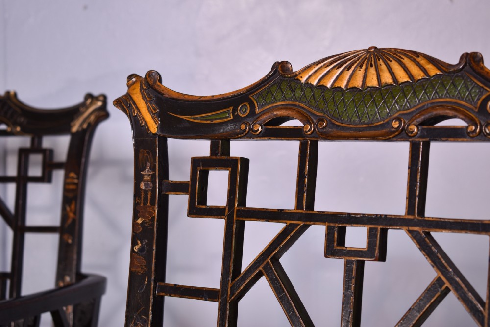 Pair Of Gilt & Black Japanned Armchairs View II
