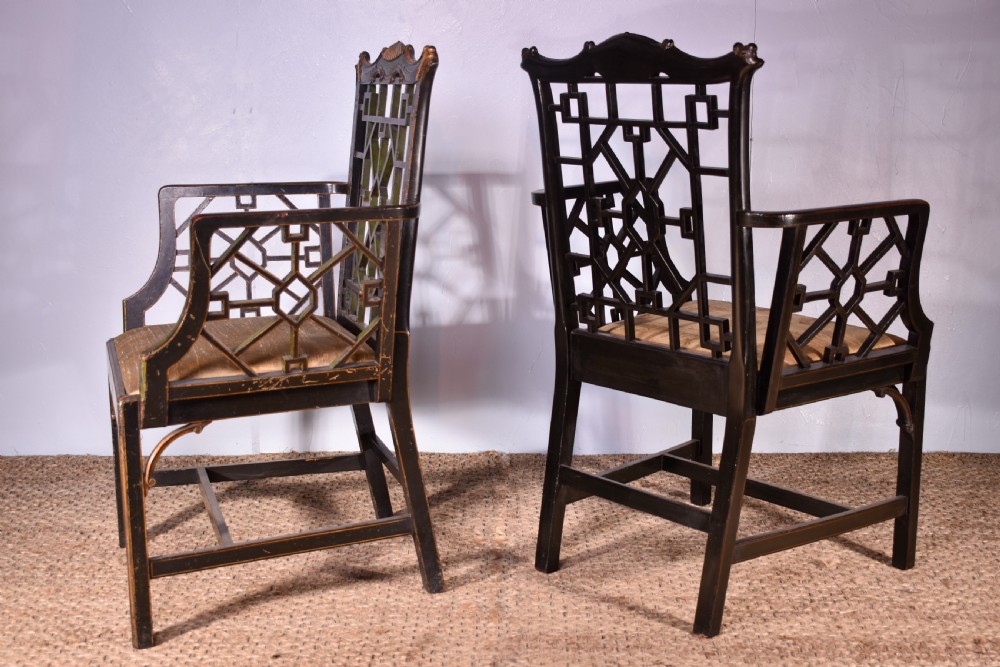 Pair Of Gilt & Black Japanned Armchairs View III