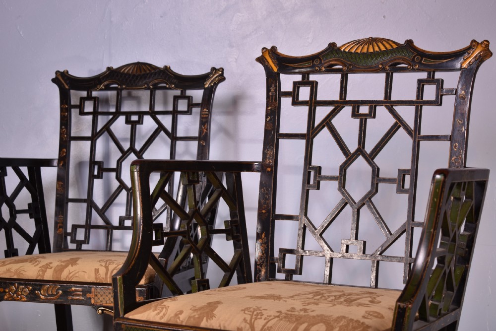 Pair Of Gilt & Black Japanned Armchairs View IV