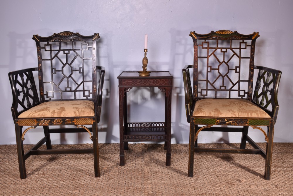 Pair Of Gilt & Black Japanned Armchairs View V