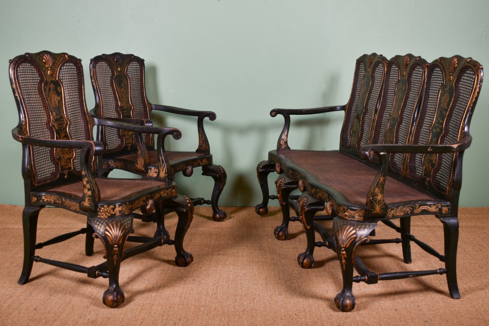 Green Lacquered Japanned Suite