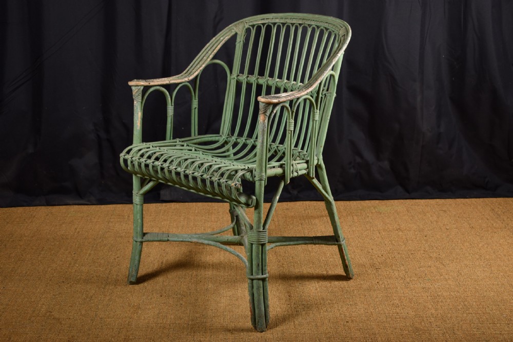 Painted Wicker Armchair  