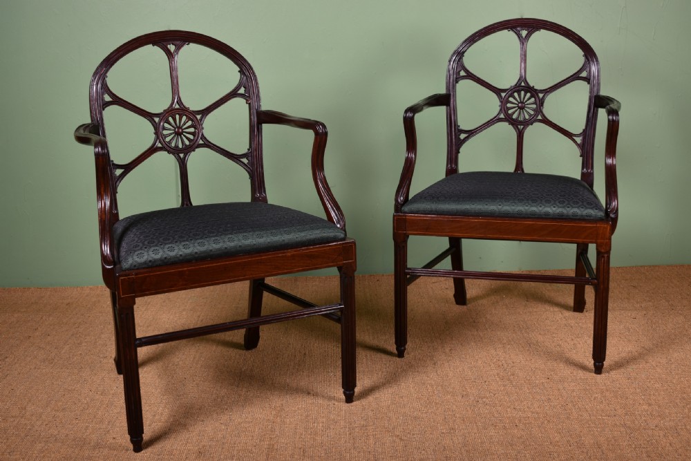 Pair Of George III Mahogany Open Armchairs 
