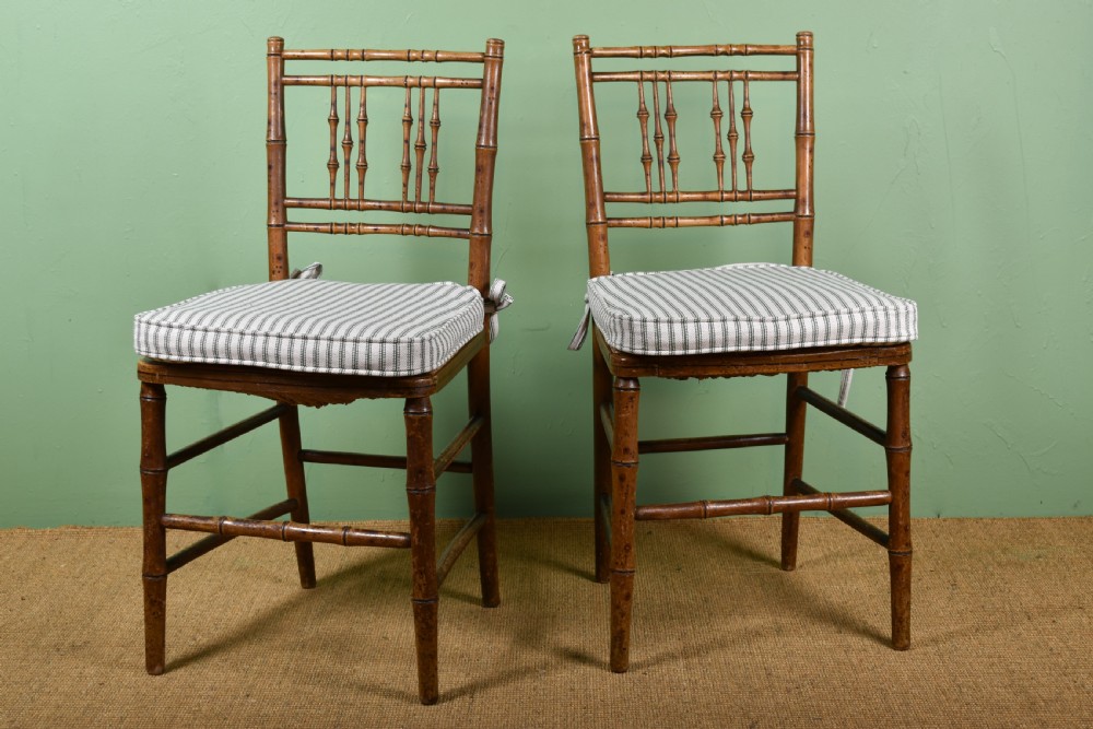 Set Of Four Regency Faux Bamboo Chairs  View III