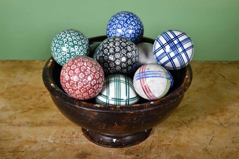 Collection Of Eleven Scottish Carpet Bowls 