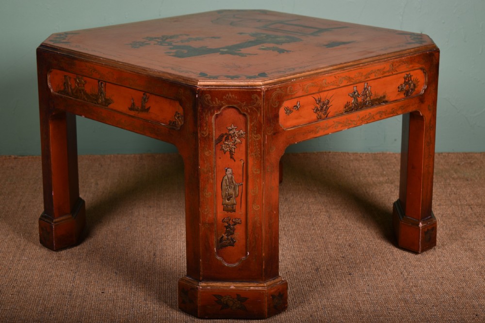 Red Lacquer & Parcel Gilt Occasional Table 