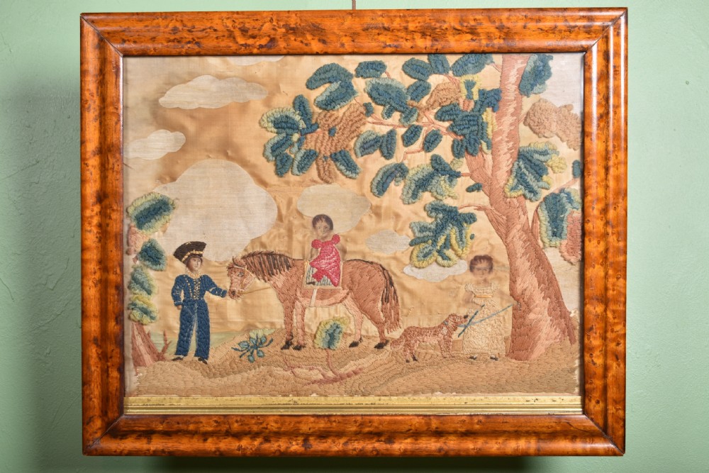 Folk Art Wool Needlework Scene