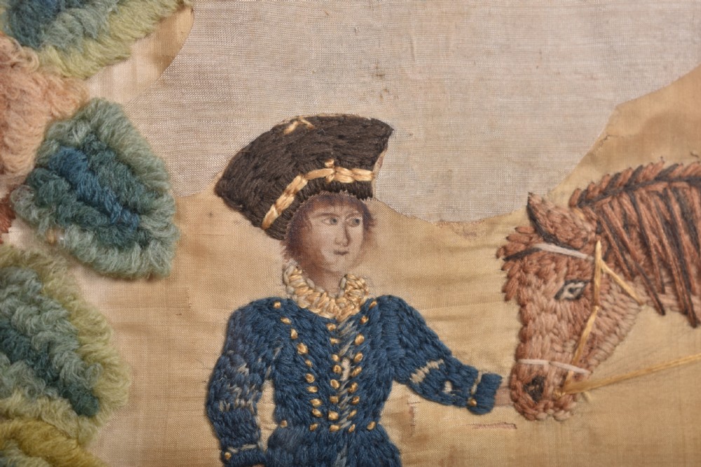 Folk Art Wool Needlework Scene View V