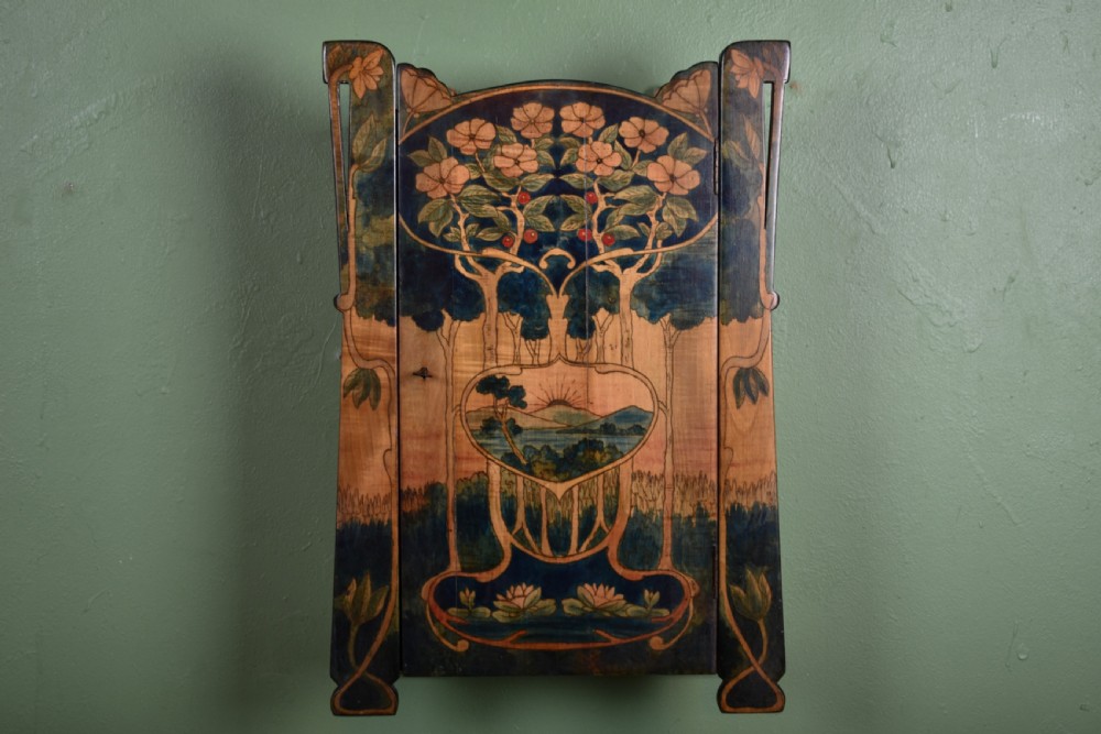 Art Nouveau Pokerwork Cabinet