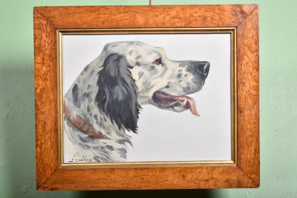 English Setter Oil On Board Painting 