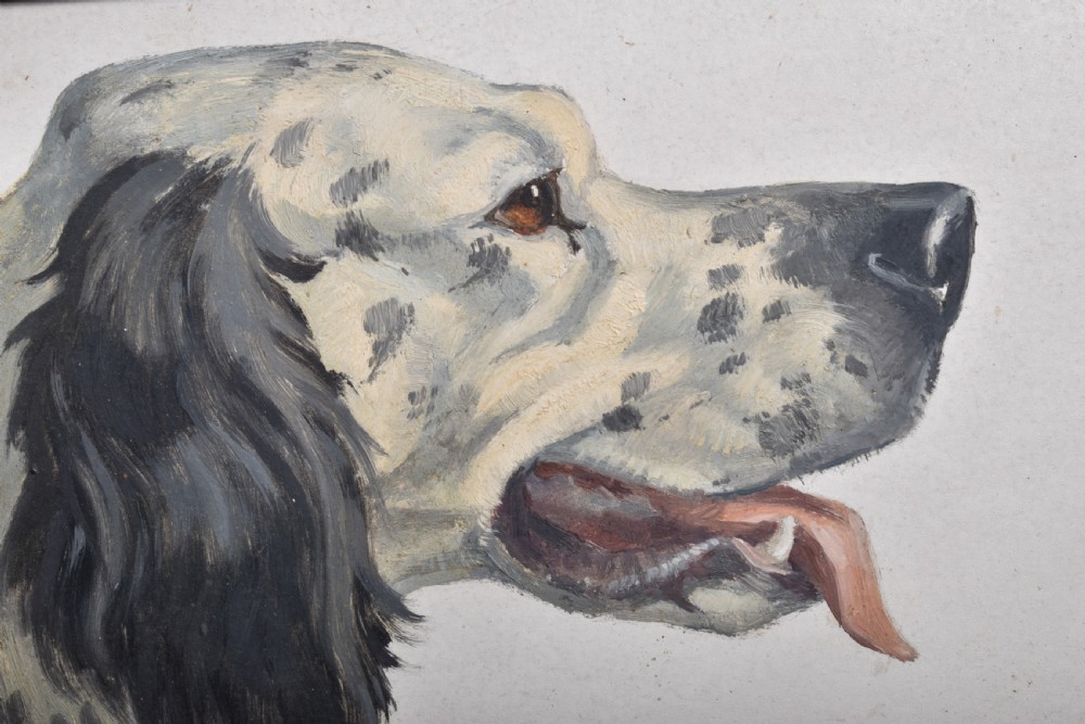 English Setter Oil On Board Painting  View III