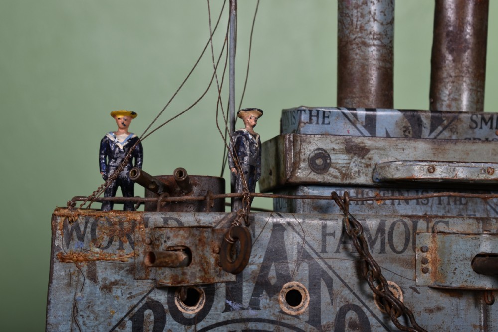 Rare British Folk Art Tin Model Of A Ship View III