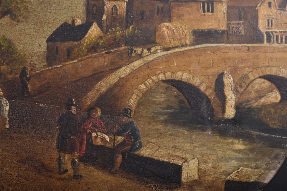 Oil On Board Folky Bridge Scene  View III