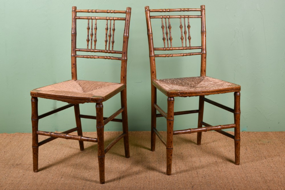 Pair Of Regency Faux-Bamboo Chairs