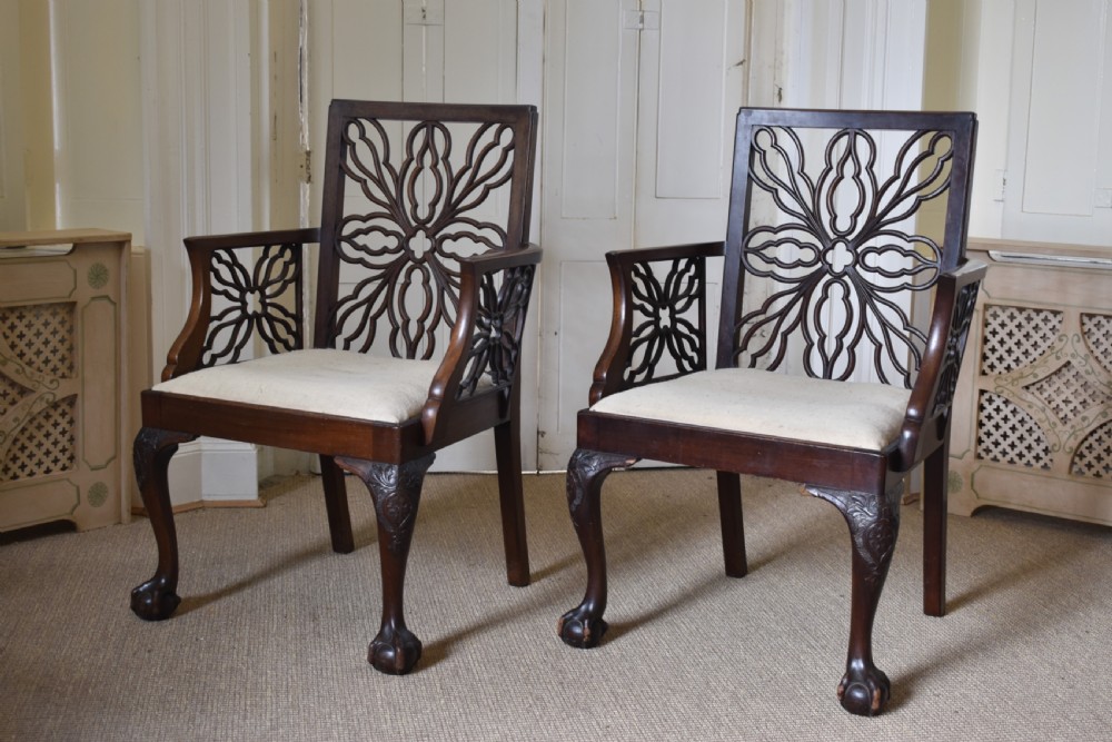 Pair Of Mahogany Open Armchairs 