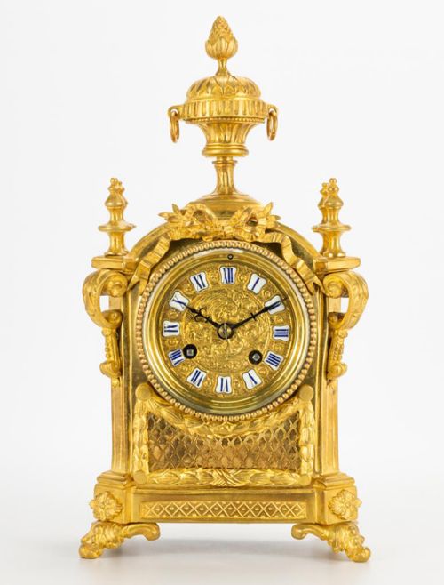 louis xv style 19th century ormolu table clock - CATEGORY: ANTIQUE CLOCKS - DATED 19TH CENTURY