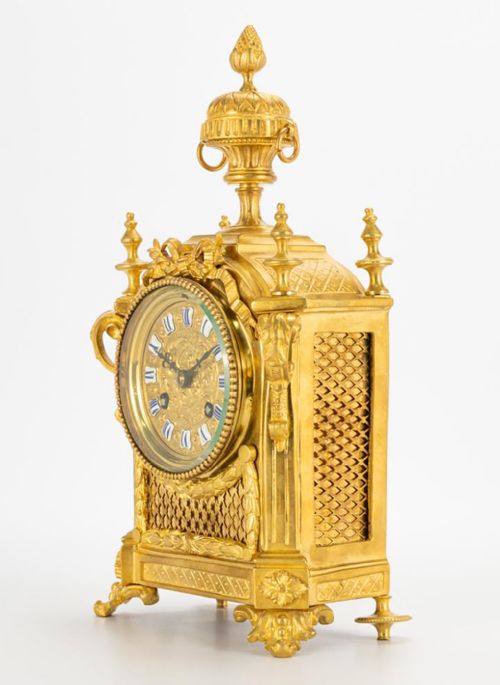 LOUIS XV STYLE 19TH CENTURY ORMOLU TABLE CLOCK - ADDITIONAL PHOTO 7