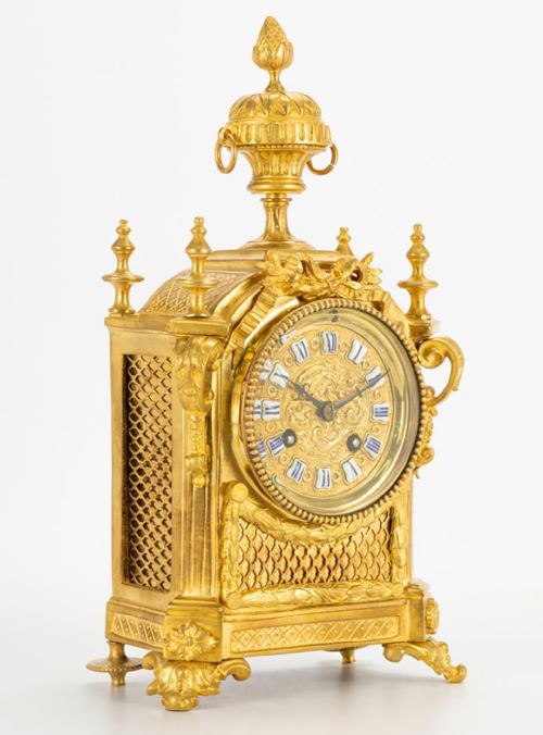 LOUIS XV STYLE 19TH CENTURY ORMOLU TABLE CLOCK - ADDITIONAL PHOTO 8