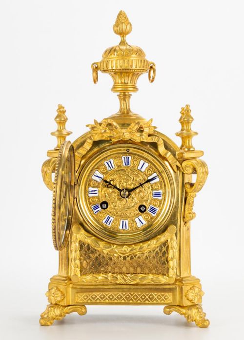 LOUIS XV STYLE 19TH CENTURY ORMOLU TABLE CLOCK - ADDITIONAL PHOTO 9