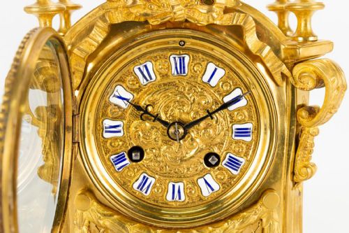 LOUIS XV STYLE 19TH CENTURY ORMOLU TABLE CLOCK - ADDITIONAL PHOTO 13