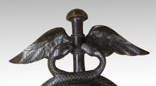 CLOCK AND BAROMETER IN THE SHAPE OF A CADUCEUS - ADDITIONAL PHOTO 1