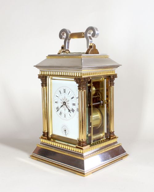 SILVER AND GILT REPEATING ALARM CARRIAGE CLOCK - ADDITIONAL PHOTO 1