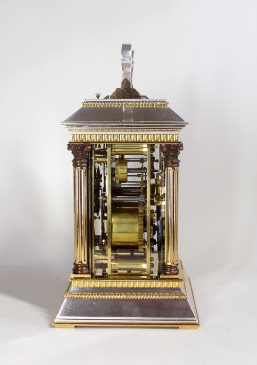 SILVER AND GILT REPEATING ALARM CARRIAGE CLOCK - ADDITIONAL PHOTO 2