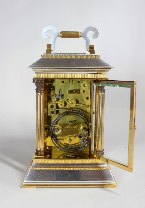 SILVER AND GILT REPEATING ALARM CARRIAGE CLOCK - ADDITIONAL PHOTO 3