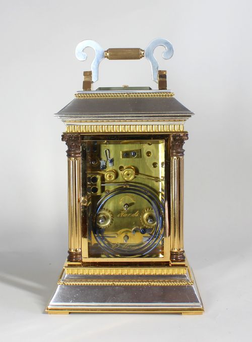 SILVER AND GILT REPEATING ALARM CARRIAGE CLOCK - ADDITIONAL PHOTO 4